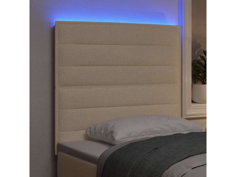  Tête de lit | panneau de tête de lit led avec bandes led crème 90 cm tissu  - Conforama E