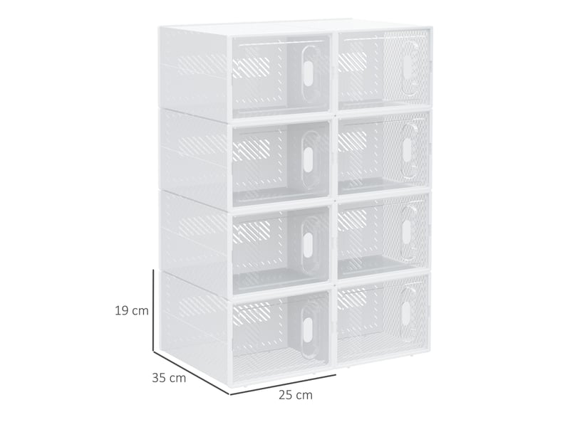 Système d'étagères modulaires à 8 compartiments, étagère enfichable, 25 cm x 35 cm x 19 cm, transparent - Conforama E