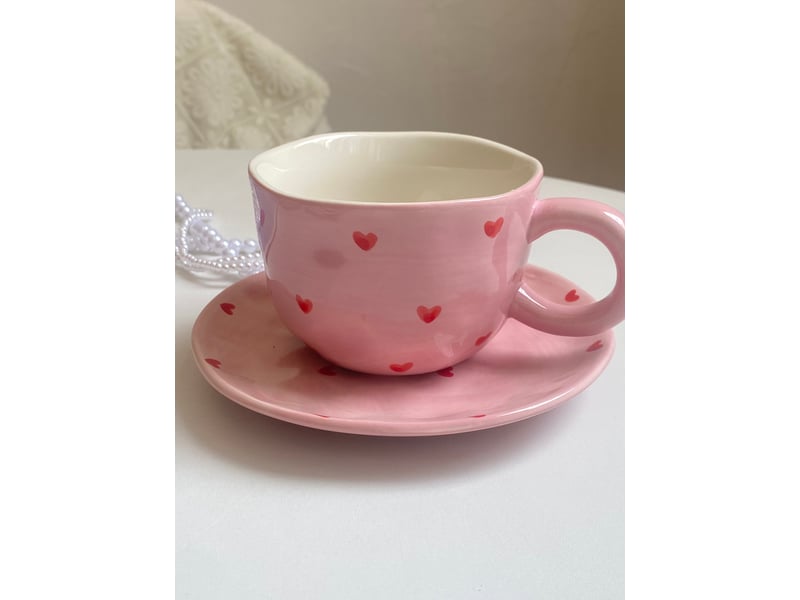  Mug en céramique, motif cœur, rouge, à l’unité  - Conforama D