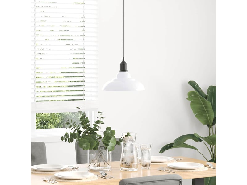 Lampe suspendue, suspension luminaire réglable hauteur e27 blanc brillant ø31cm métal - Conforama C