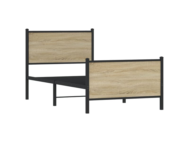  Lit simple- lit adulte -  cadre de lit en métal sans matelas chêne sonoma 80x200 cm  - Conforama B