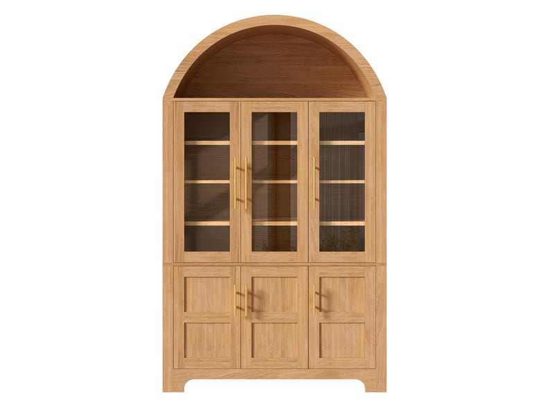 Buffet haut 6 portes 110x40x185 cm avec niche arquée, coloris naturel  - Conforama E