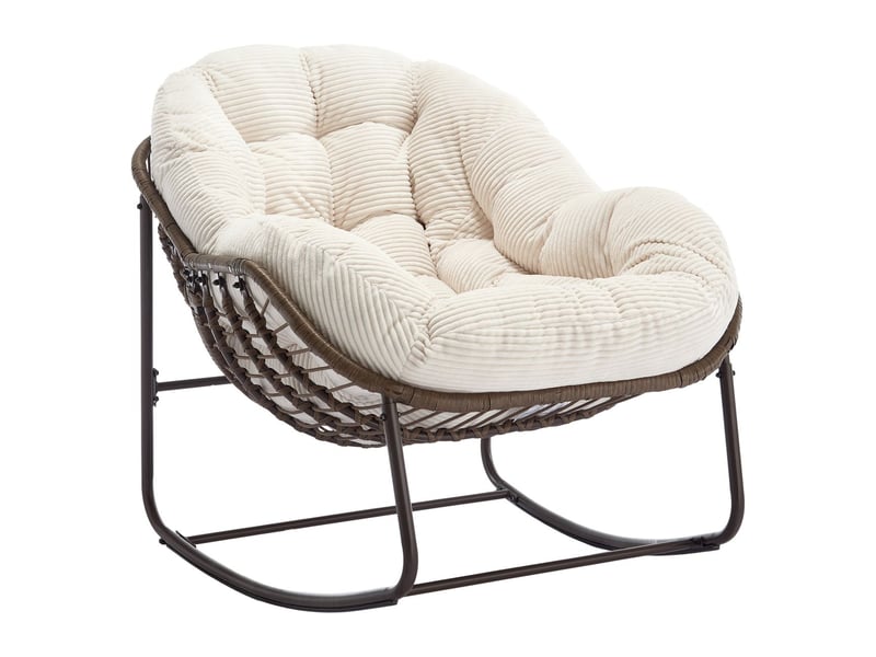 Fauteuil de jardin rotin extérieur assise rembourrée dossier intégré - Conforama D