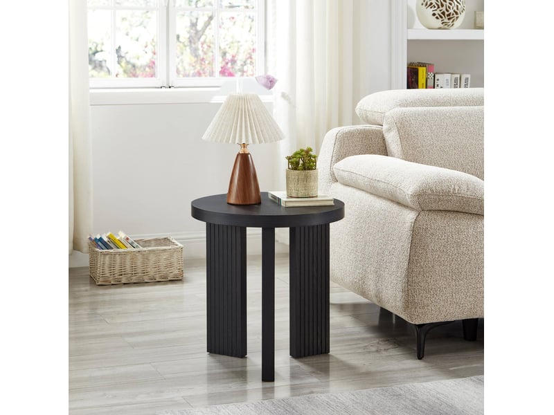  Table d'appoint ronde 44,5x44,5x45 cm à trois pieds mdf noire  - Conforama B