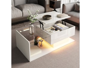 Table basse rectangulaire coloris blanc LPOSPI - 50 cmx100 cm