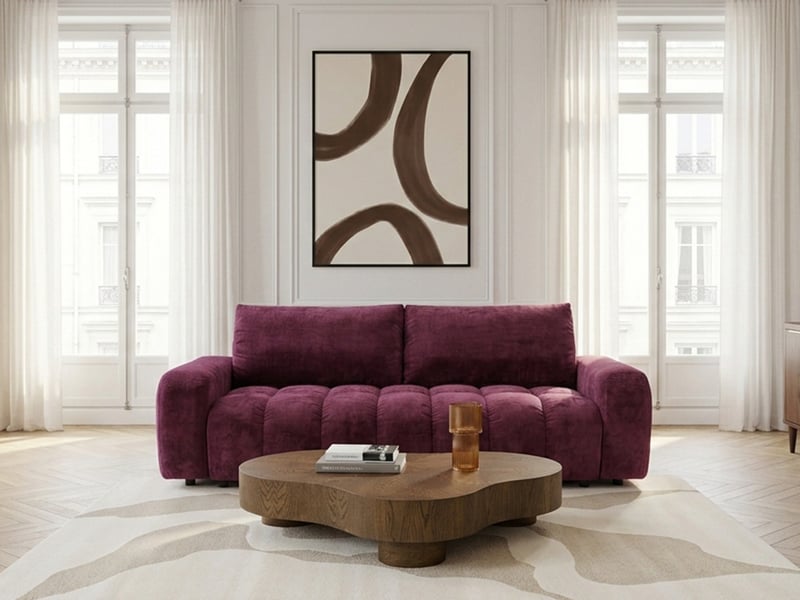  Bobochic canapé droit convertible 3 places jules tissu lisse rouge JULES - Conforama C