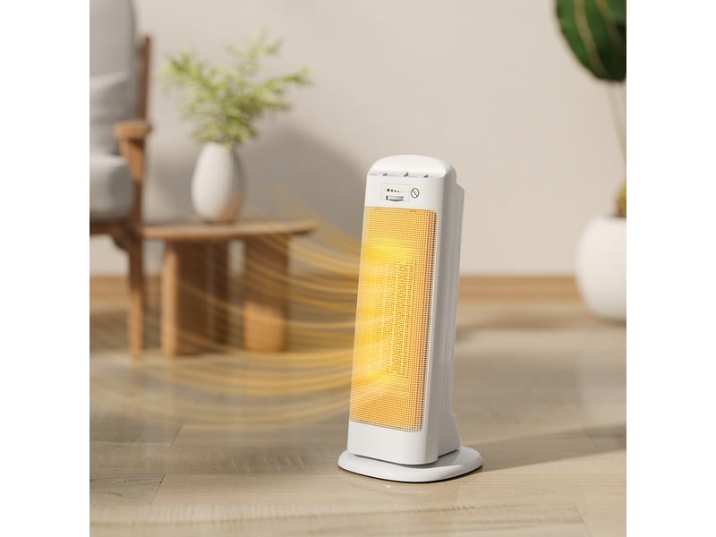  Chauffage électrique en céramique, 2000 w, 4 modes de fonctionnement et puissance de chauffe réglable, oscillation à 55°, blanc  - Conforama C