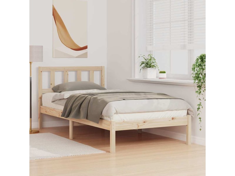  Lit simple- lit adulte -  cadre de lit avec tête de lit marron 80 x 200 cm pin massif  - Conforama B