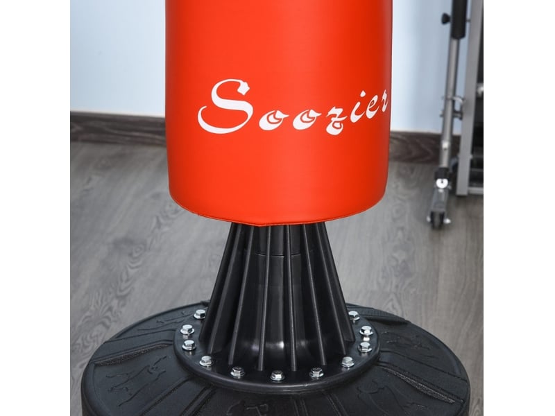  Appareil d'entraînement de boxe 88 x 48 x 155-205 cm – noir et rouge – barre rotative 360° et balle réflexe  - Conforama E