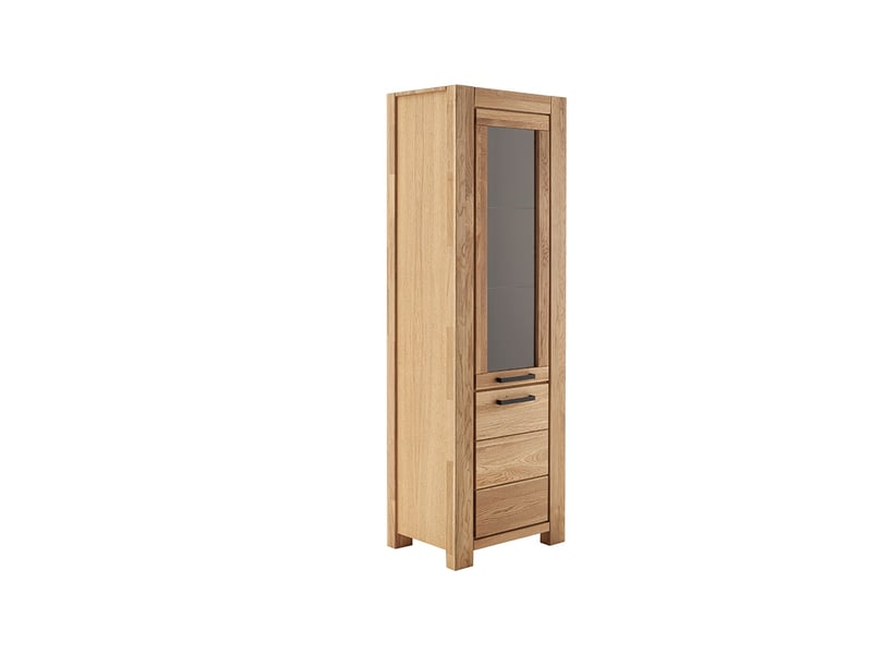  Vitrine 1 porte vitrée, ouverture à gauche, finition chêne naturel - hauteur 199 x longueur 65 x profondeur 45 cm  - Conforama A