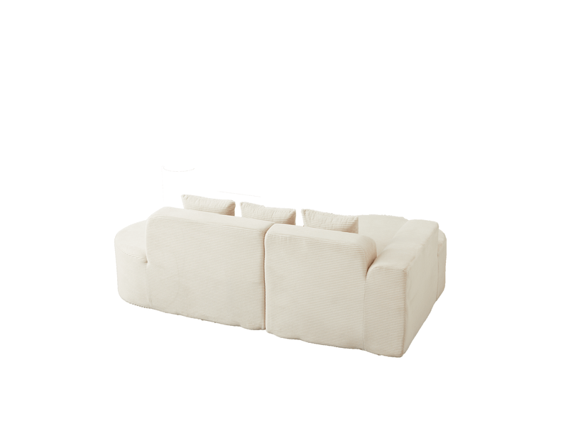  Canapé d'angle, canapé modulable, 220 cm, en velours tricoté, forme incurvée, pour intérieur, design moderne  - Conforama W