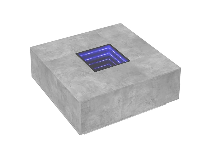 Table basse - table de salon - table à thé avec led infini gris béton 100x100x40 cm - Conforama C
