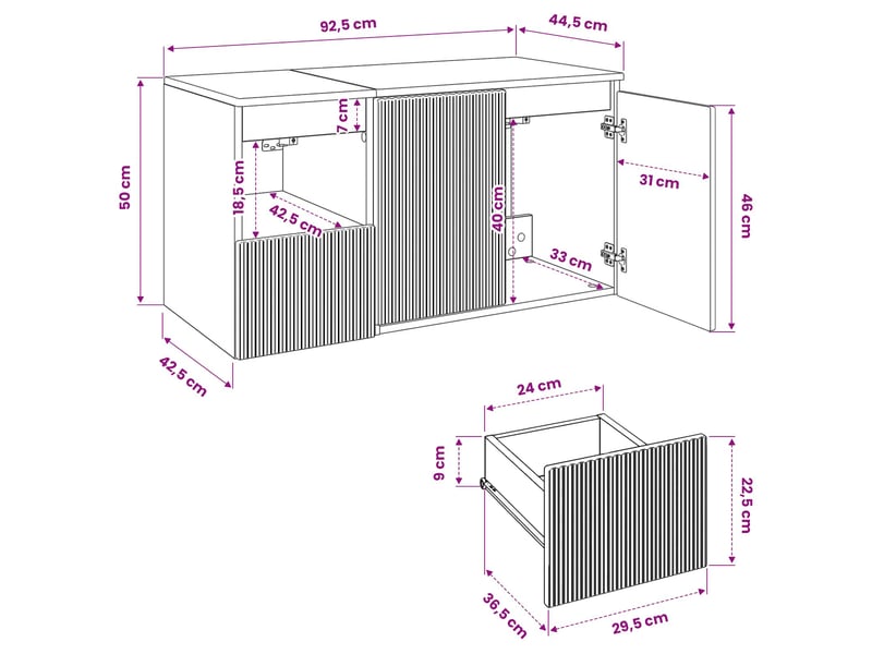 Ensemble de mobilier de salle de bain 2 pc bois ancien cf64041 - Conforama E