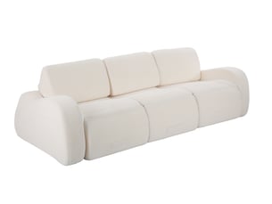 Canapé modulable convertible 3 places 247x115x76 cm compressé, mousse douce, velours côtelé couleur beige