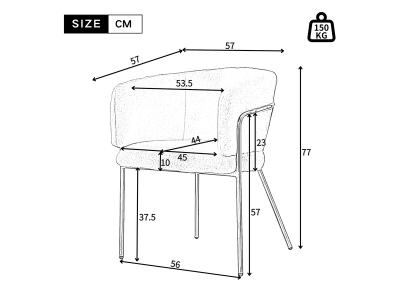  Lot de 6 chaises de salle à manger,57x57x77 cm,fausse fourrure,blanche  - Conforama C