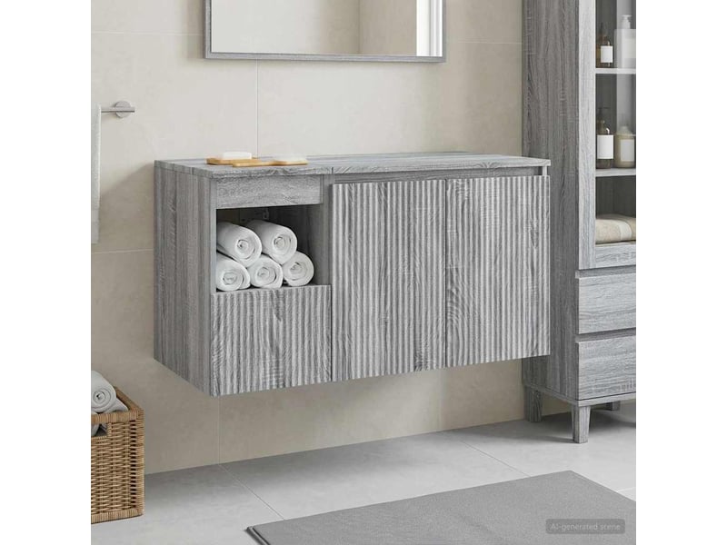  Ensemble de mobilier de salle de bain 2 pc sonoma gris cf64201  - Conforama B
