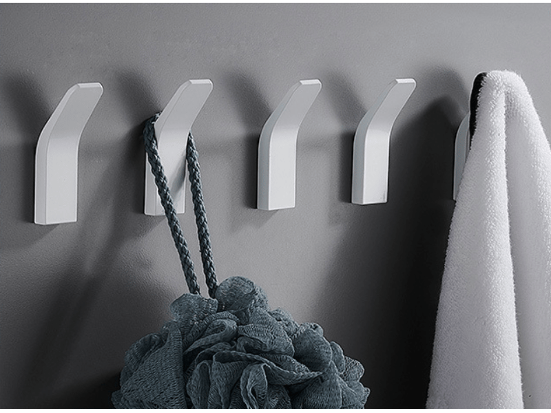 Crochets de salle de bain de cuisine en aluminium space, de porte arrière, supports sans perforation pour à vêtements (blanc PA303334 - Conforama B