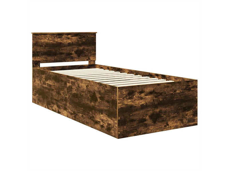  Lit double- lit adulte -  cadre de lit chêne fumé 120 x 200 cm bois d'ingénierie  - Conforama C