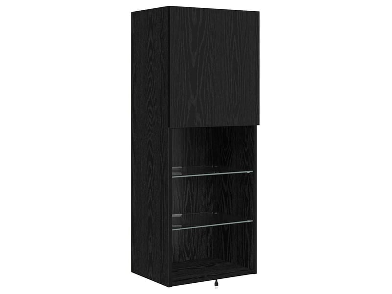  Meubles tv muraux 4 pcs avec étagères et éclairage led contemporain style minimaliste 90 x 40 x 102 cm en bois d'ingénierie chêne noir 02_0056093  - Conforama C