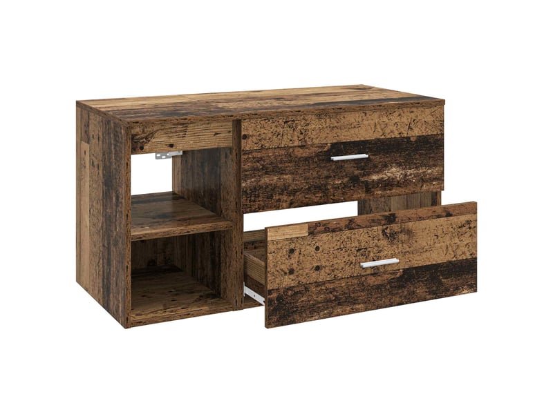 Ensemble de mobilier de salle de bain 2 pcs bois ancien shl7079 - Conforama D