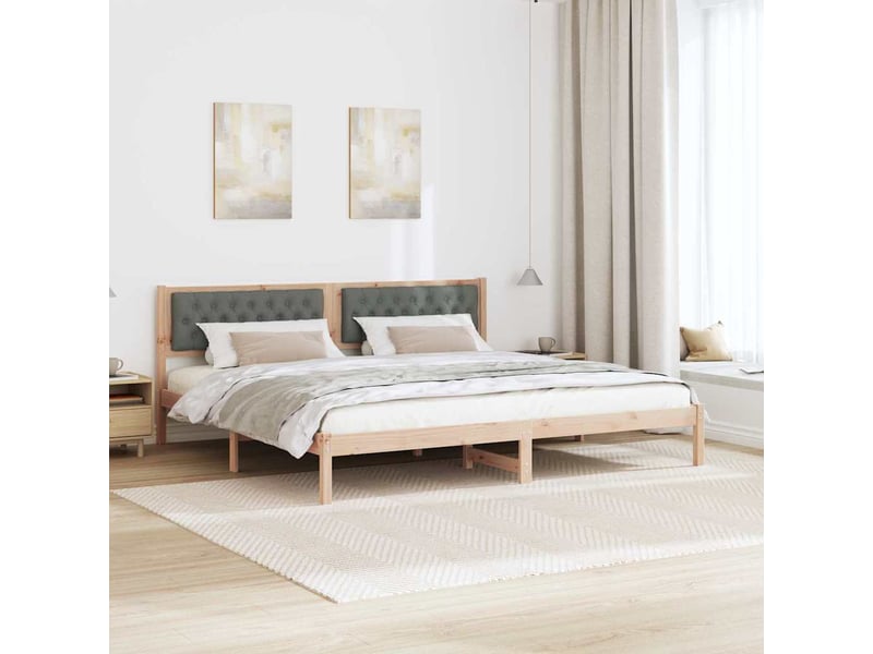 Lit double- lit adulte - cadre de lit gris foncé 200 x 200 cm pin massif - Conforama C
