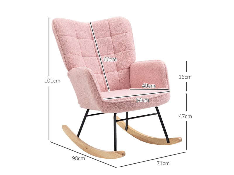  Fauteuil à bascule modenvie rose effet peau de mouton 98 x 71 x 101 cm  - Conforama C