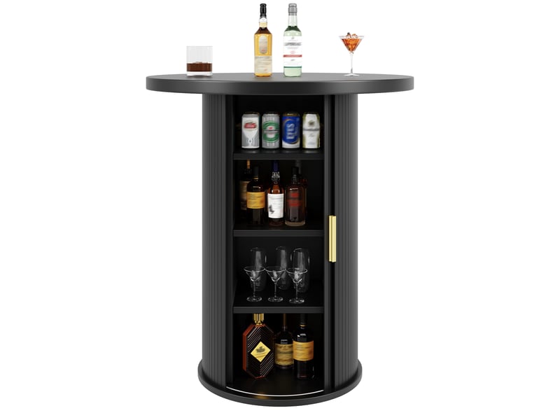  Table de bar ronde 91,6 cm avec rangement intégré et placard - mdf effet bois  - Conforama A
