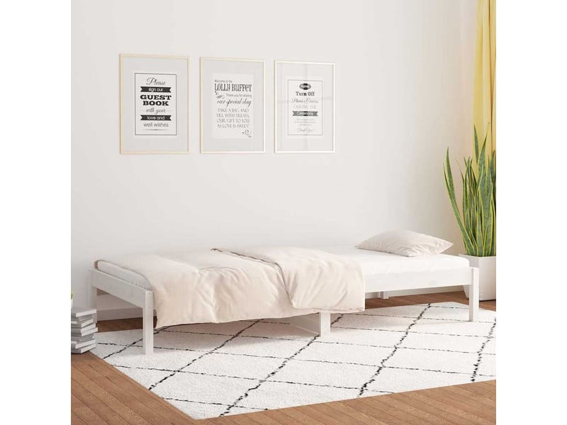  Lit simple- lit adulte -  lit de jour sans matelas blanc 80x200 cm bois de pin massif  - Conforama C
