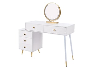 Coiffeuse avec miroir led tactile et meuble latéral modulable pour chambre en mdf 100×40×78 cm blanc