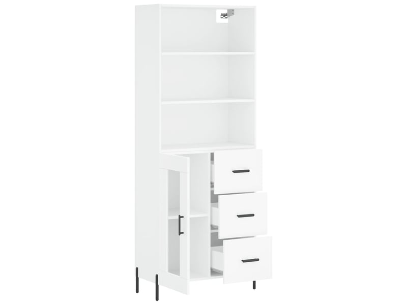  Buffet haut - bahut - meuble de rangement blanc 69,5x34x180 cm bois d'ingénierie  - Conforama D