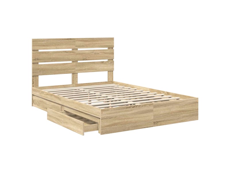  Lit double- lit adulte -  lit de rangement chêne sonoma 140 x 190 cm bois d'ingénierie  - Conforama D