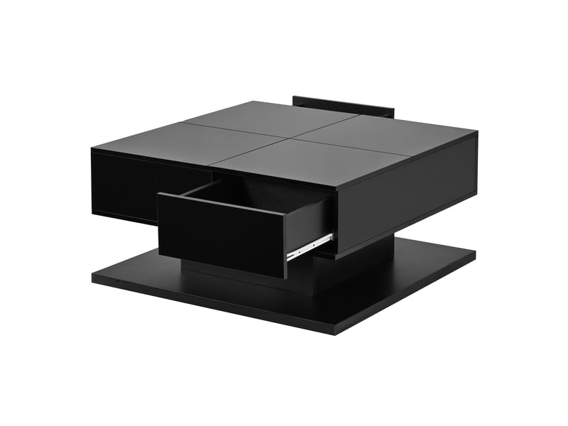  Table basse relevable avec rangement, 2 tiroirs et éclairage led contrôlé par application, noire  - Conforama D