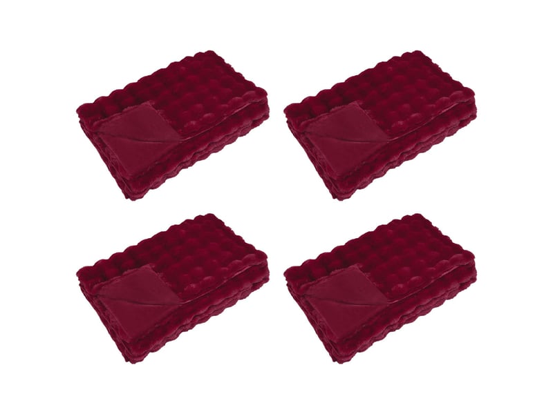  Couverture décorative, couverture antidérapante en fausse de lapin 4 pc bordeaux shl16987  - Conforama A