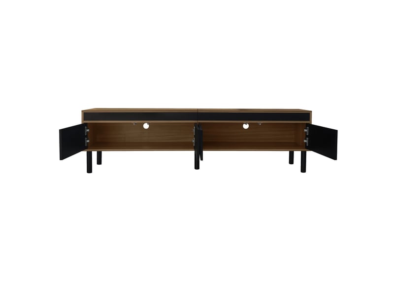  Meuble tv 170 cm avec 4 portes noir et bois naturel  - Conforama W