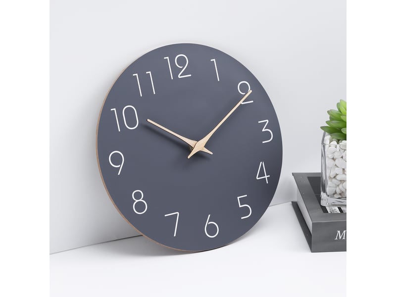  Horloge murale en bois mdf sans tic-tac – silencieuse et moderne, gris, 10 pouces  - Conforama D