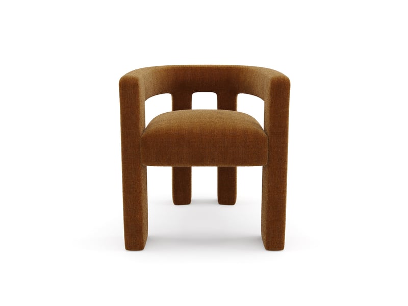 Fauteuil de salle à manger en tissu tramé terracotta celia CELIATTTERRA - Conforama C