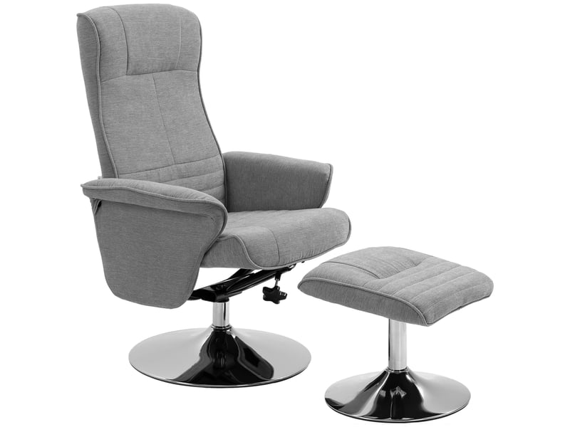  Fauteuil inclinable avec repose-pieds, pivotant, dossier inclinable, jusqu'à 150 kg, 69 x 71 x 104 cm, gris  - Conforama B