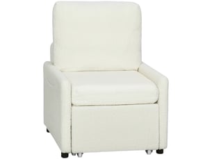 Fauteuil convertible 1 place, fauteuil-lit avec rangement caché, assise large et rembourrée, 72 x 85,5 x 91 cm, crème