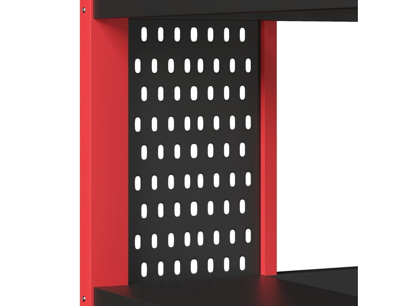  Lit mezzanine, 140 x 200 cm, structure en pin, bureau, panneau perforé, bande led, adapté aux garçons, noir et rouge  - Conforama E