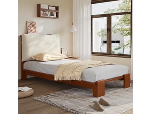 Lit simple 90x200 cm COVREO coloris marron