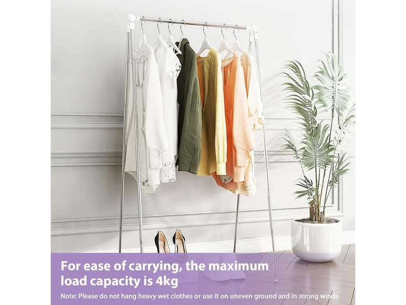  Crochets muraux portant à vêtements portable pliable, télescopique de 36 à 78 cm, avec 2 cintres pliants, réglable, petit séchoir à linge pliable en acier inoxydable, blanc  - Conforama B
