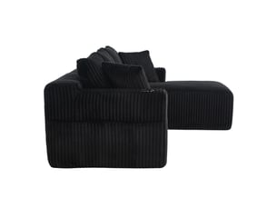 Canapé modulable, canapé 2 places – en velours tricoté, mousse haute densité, porte-gobelets, avec méridienne, coussins inclus, poches latérales