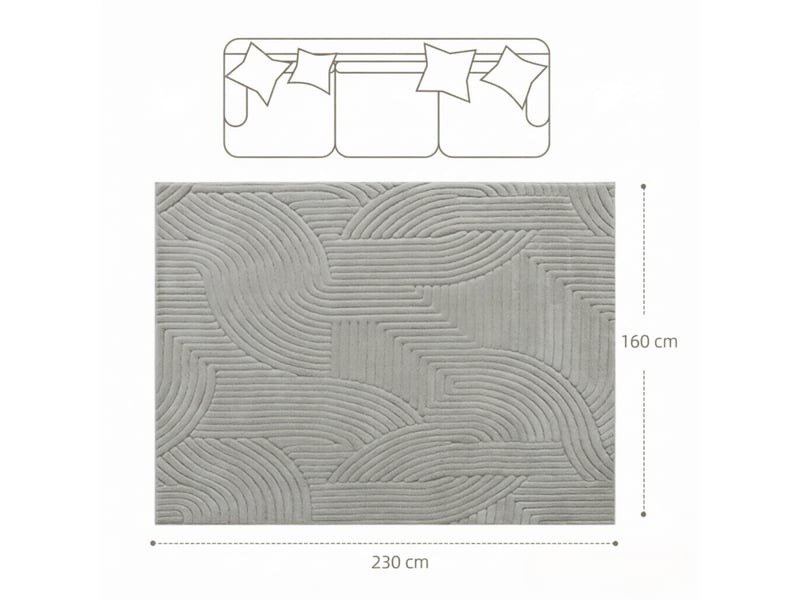  Tapis de salon 230 × 160 cm à poils longs, épais, doux, antidérapant, motif géométrique  - Conforama C