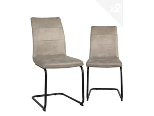 Lot de 2 chaises de salle à manger siam beiges en simili cuir vintage avec pieds métal
