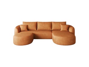 Canapé d'angle en u 266cm modulaire en tissu chenille 4 places orange