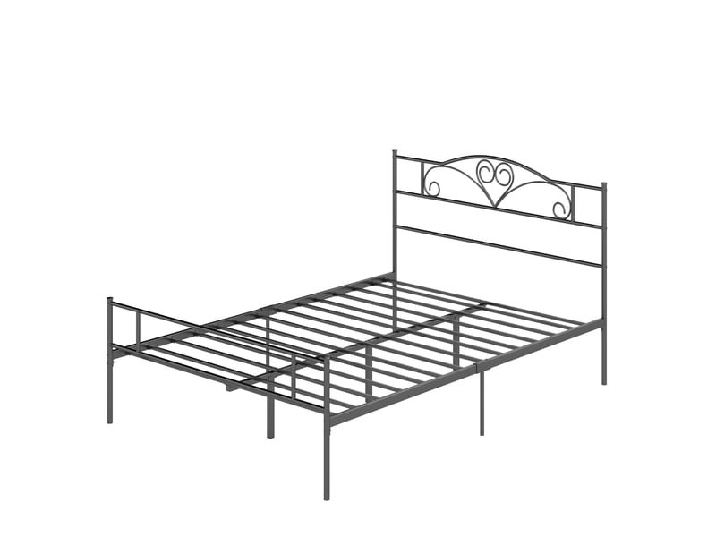  Lit double en métal avec tête de lit, cadre de lit métal 140x200, noir mat 300 kg  - Conforama B