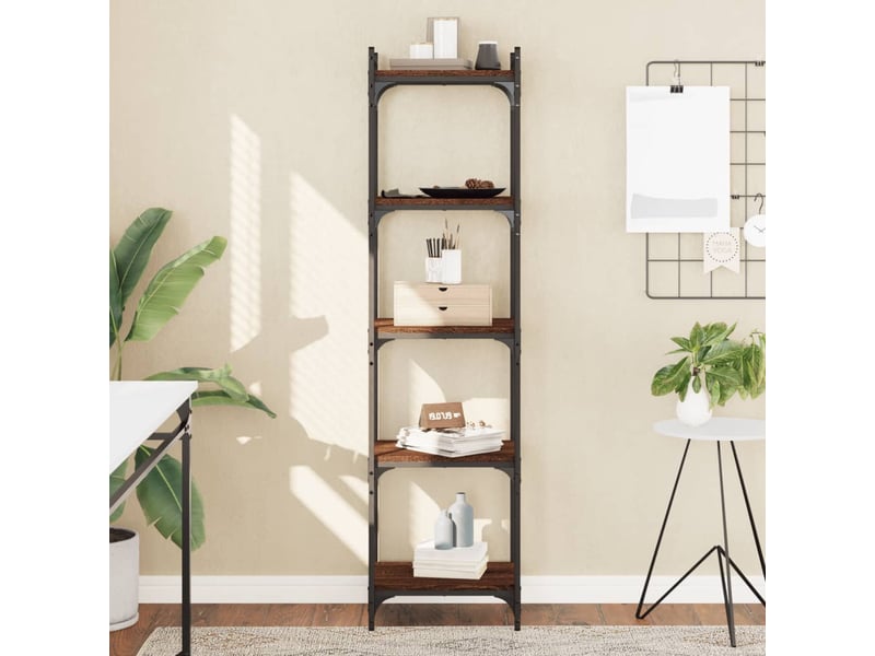  Bibliothèque 5 niveaux, armoire à livres chêne marron 40x30x154cm bois ingénierie  - Conforama B