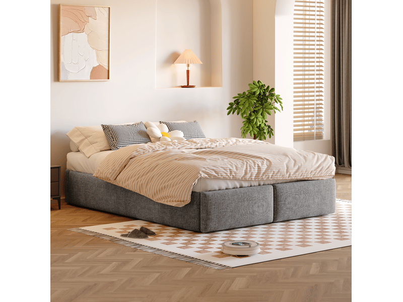  Sommier coffre 2 places 140x200 cm avec 2 tiroirs gris  - Conforama D