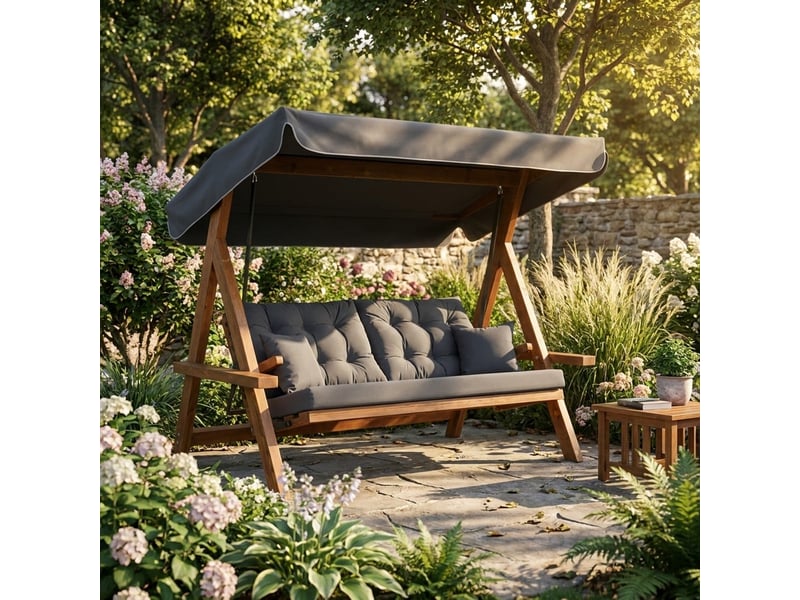 Balancelle de jardin 3 places avec toit inclinable lyon - anthracite - Conforama B