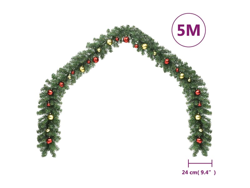  Guirlande de noël décorée avec boules 5 m  - Conforama E